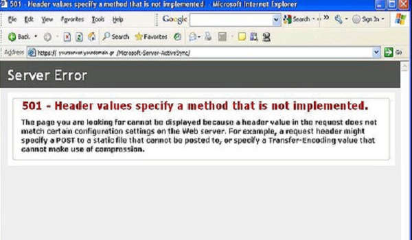 Lỗi 501 Not Implemented