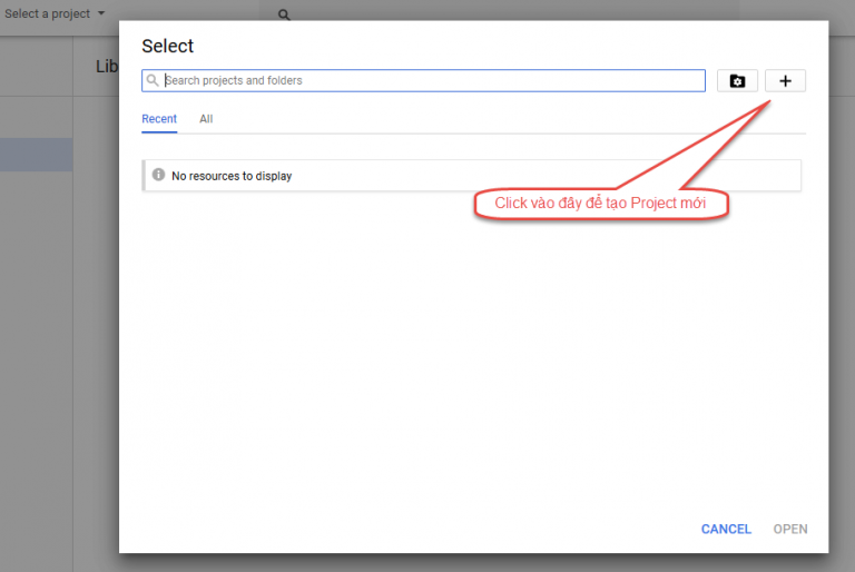 Click vào Select a project để tạo mới project. Cách chèn Google Maps vào WordPress