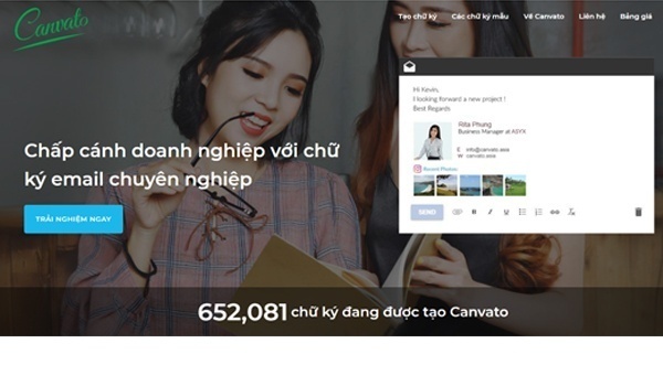 Dịch vụ chữ ký Canvato là một trình khởi tạo chữ ký Email theo các mẫu có sẵn