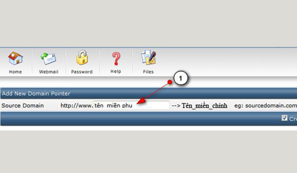  Giao diện hiển thị khi thêm Domain Pointers mới.