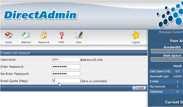 Giao diện DirectAdmin