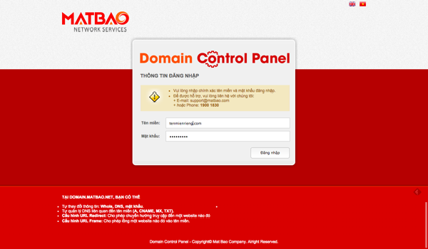 Đăng ký tên miền mới tại Mắt Bão