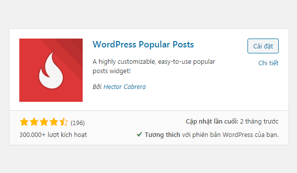 Là Plugin Post WordPress có hơn 300.000 lượt active