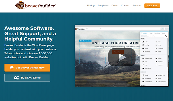  Beaver Builder cung cấp 30 mẫu tuyệt đẹp hỗ trợ tốt nhất cho quá trình tạo Website WordPress.